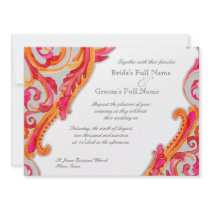 Modern Swirl Flourish Heart Tangerine Hot Pink Personalized Announcement