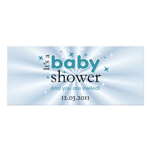 Modern Text Aqua Stars Funny Baby Shower Party Custom Invitations