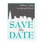 Modern Urban Cityscape Save the Date Postcards