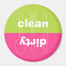 Modern utensil dirty clean preppy pink dishwasher fridge magnet