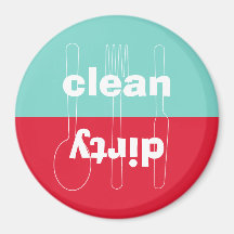 Modern utensil dirty clean red blue dishwasher magnet