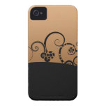 Modern vector swirl cog wheel flowers graphic case iPhone 4 Case-Mate case