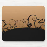 Modern vector swirl cog wheel flowers graphic mousepads
