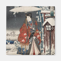 Modern Version of the Tale of Genji in Snow Scene Magnets