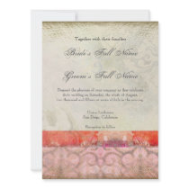 Modern Vintage Baroque Swirls Wedding Dreams, Pink Announcement