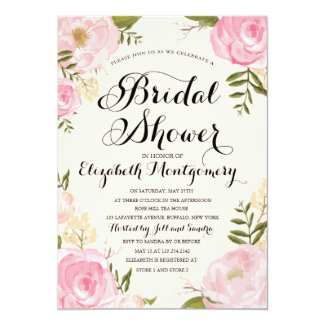 Modern Vintage Pink Floral Bridal Shower 13 Cm X 18 Cm Invitation Card