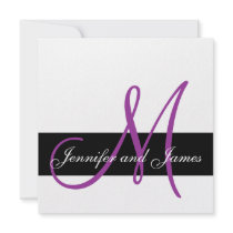 Modern Wedding Invitation Monogram Purple
