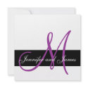 Modern Wedding Invitation Monogram Purple