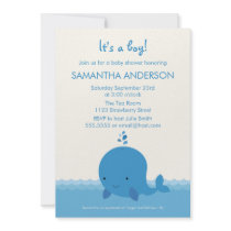 Modern Whale Baby Shower Invitation - Boy