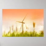 Modern windmill in the dawn posters