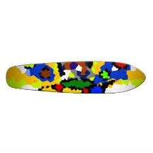 Modern yellow and blue crystallised butterfly skate board