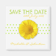 Modern Yellow Floral Save the Date Magnet