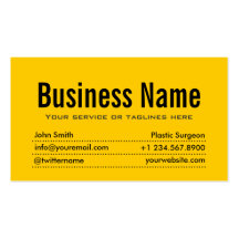 Modern Yellow Plastic Surgeon Business Card