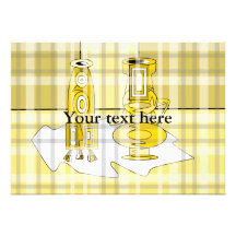Modern yellow vases in plaid personalized invitations