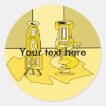 Modern yellow vases round sticker
