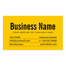 Modern Yellow Veterinary Dentist Business Card