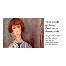Modigliani portrait Young Girl in Striped Blouse Personalised Photo Card