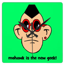 mohawk is the new geek square wall clocks
