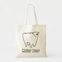 Molar Bear Polar Tooth Bear Tote Bags