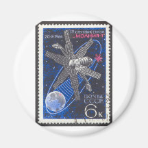 Molniya Communications Satellite Refrigerator Magnets