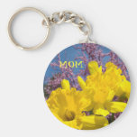 MOM keychain gifts Yellow Daffodil Flowers Floral