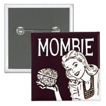 Mombie Retro Zombie Pinback Button