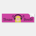 Moms Rock! Cute Cartoon Blonde Mum & Headphones Bumper Stickers