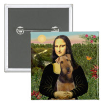 Mona Lisa - Airedale Terrier (#1) Pinback Buttons