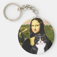 Mona Lisa - Am SH black and white cat Key Chain