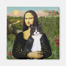 Mona Lisa - Am SH black and white cat Refrigerator Magnet
