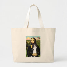 Mona Lisa - black and white cat Bags