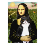 Mona Lisa - black and white cat Greeting Card
