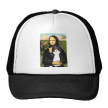 Mona Lisa - black and white cat Trucker Hat