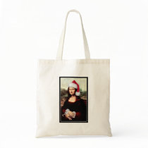 Mona Lisa's Santa Hat Canvas Bags