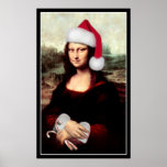 Mona Lisa's Santa Hat Poster