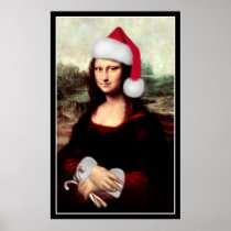 Mona Lisa's Santa Hat Poster