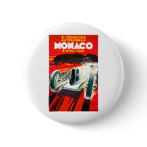 Monaco Grand Prix Race~ Vintage Automobile Ad Button