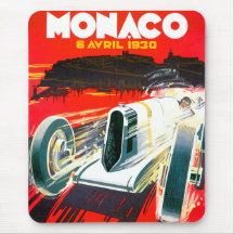 Monaco Grand Prix Race~ Vintage Automobile Ad Mouse Pads