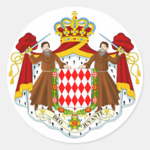 Monaco Official Coat Of Arms Heraldry Symbol Round Stickers