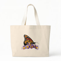 Monarch Butterfly on Aster Canvas Bags