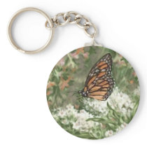 Monarch Butterfly on Milkweed Flowers Painting Key Chains