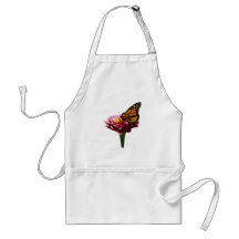 Monarch Butterfly on Pink Zinnia Apron