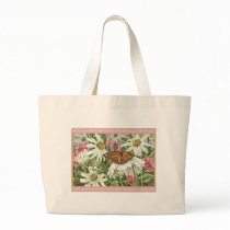 Monarch Butterfly on White Coneflowers Painting Canvas Bag