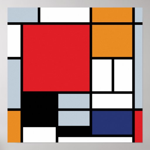 Mondrian - Composition With Large Red Plane Posters