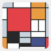 Mondrian - Composition With Large Red Plane Square Sticker