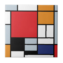 Mondrian - Composition With Large Red Plane Ceramic Tiles