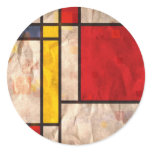 Mondrian Inspired Round Stickers
