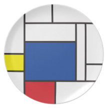 Mondrian Minimalist De Stijl Art Composition Plate