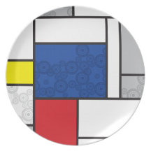 Mondrian Retro Circles Minimalism De Stijl Plate