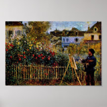 Monet Painting In His Garden In Argenteuil Posters